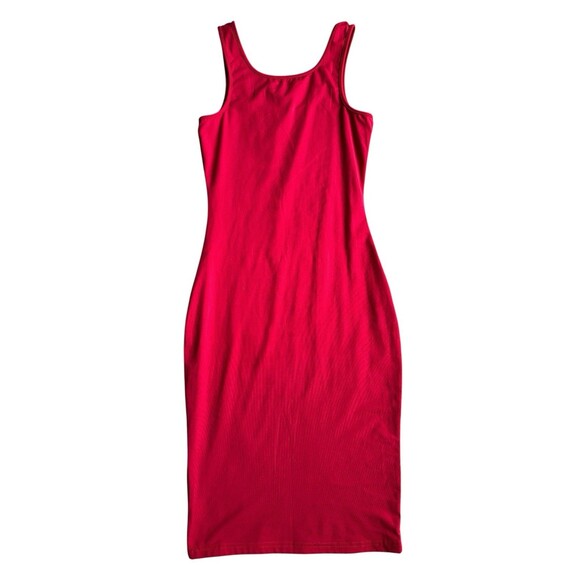 Red Bodycon Tank Dress Womens S Sleeveless Stretch Clubwear Minimalist - Picture 11 of 13